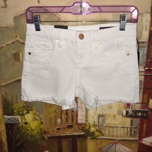 White Distressed Women Shorts